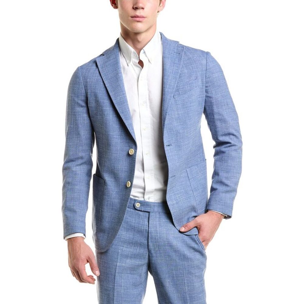 Richard James Mens  Wool & Linen-Blend Travel Jacket, Blue